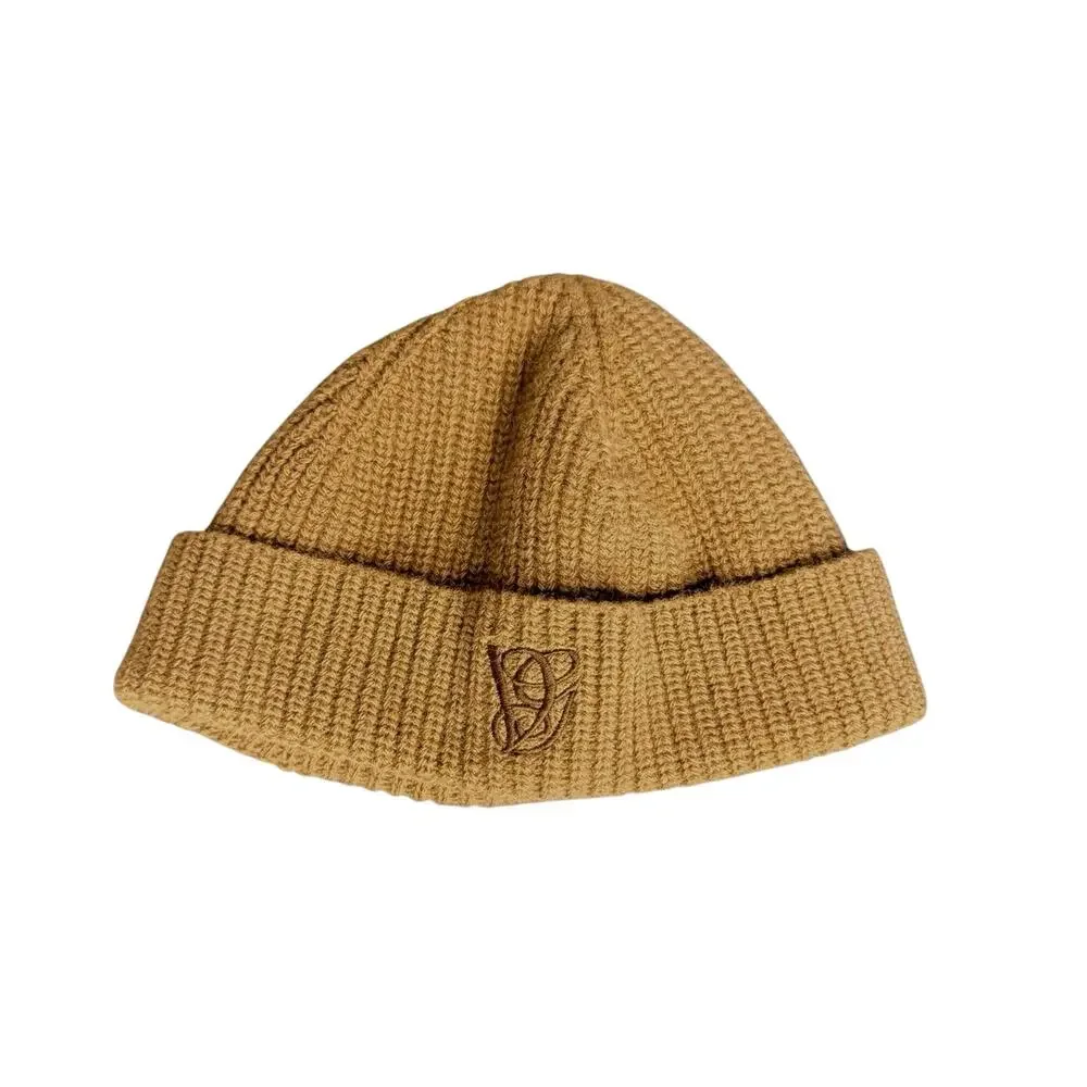 Valentino Garavani NWT VG Embroidered Wool Knit Beanie in Camel Brown W/Box